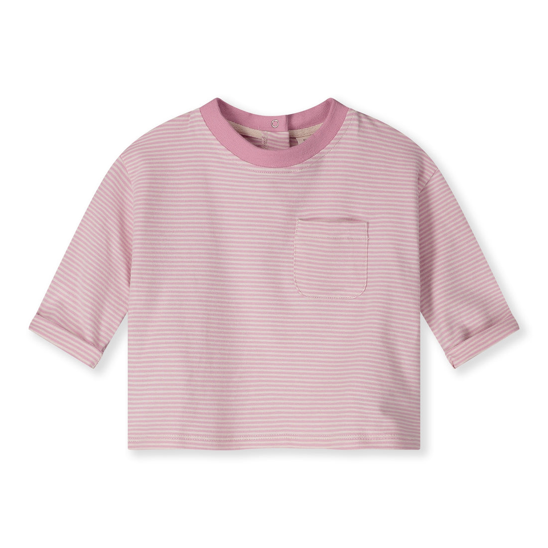 Baby L/S Pocket Tee Gots - Bubblegum - Cream