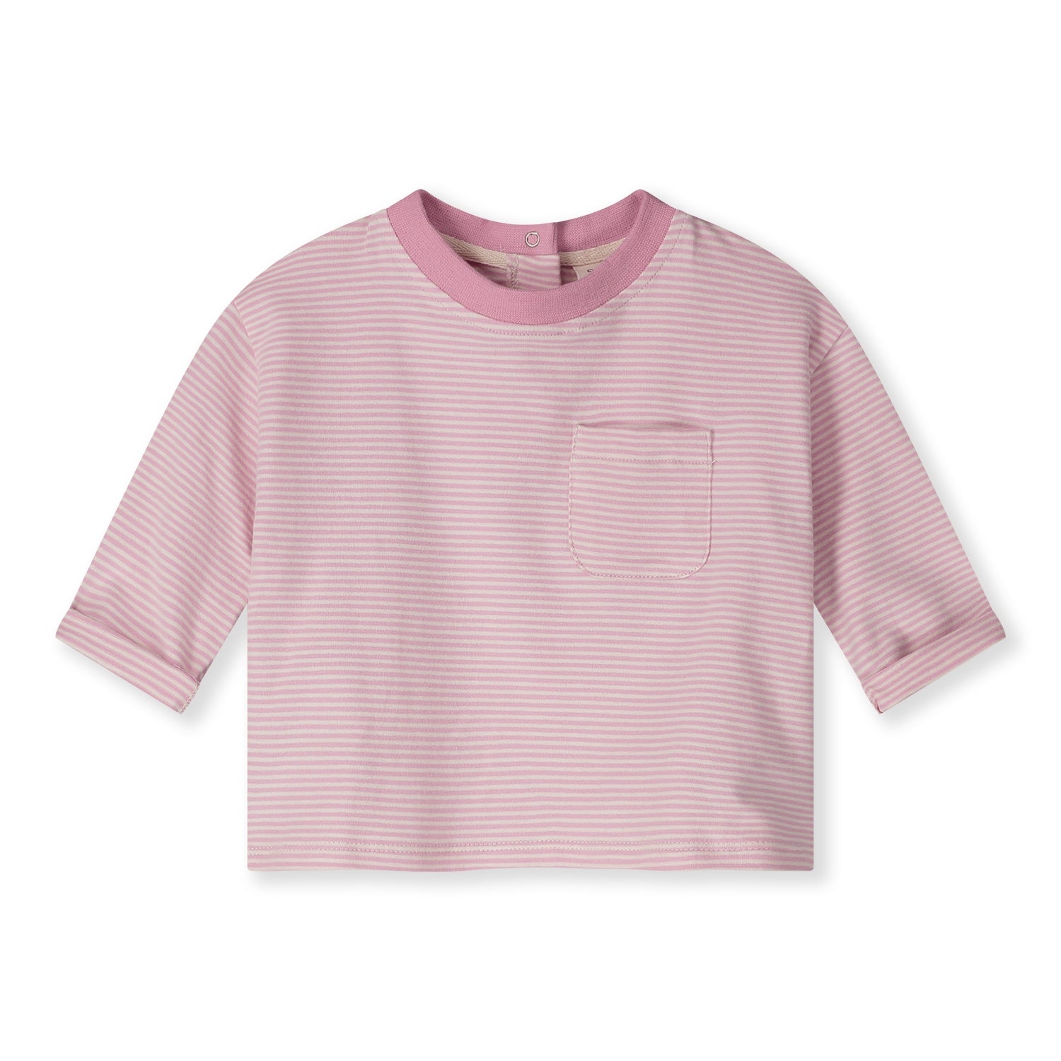 Baby L/S Pocket Tee Gots - Bubblegum - Cream
