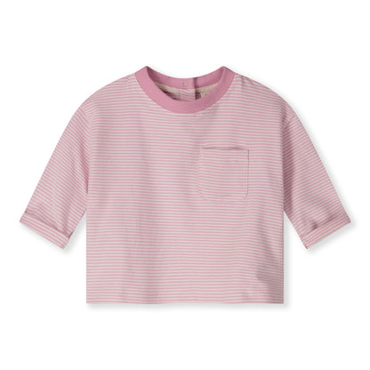 Baby L/S Pocket Tee Gots - Bubblegum - Cream