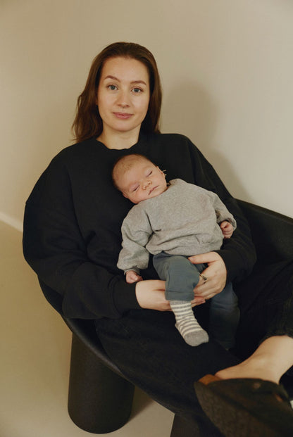 Baby Dropped Shoulder Sweater Gots - Gray Melange