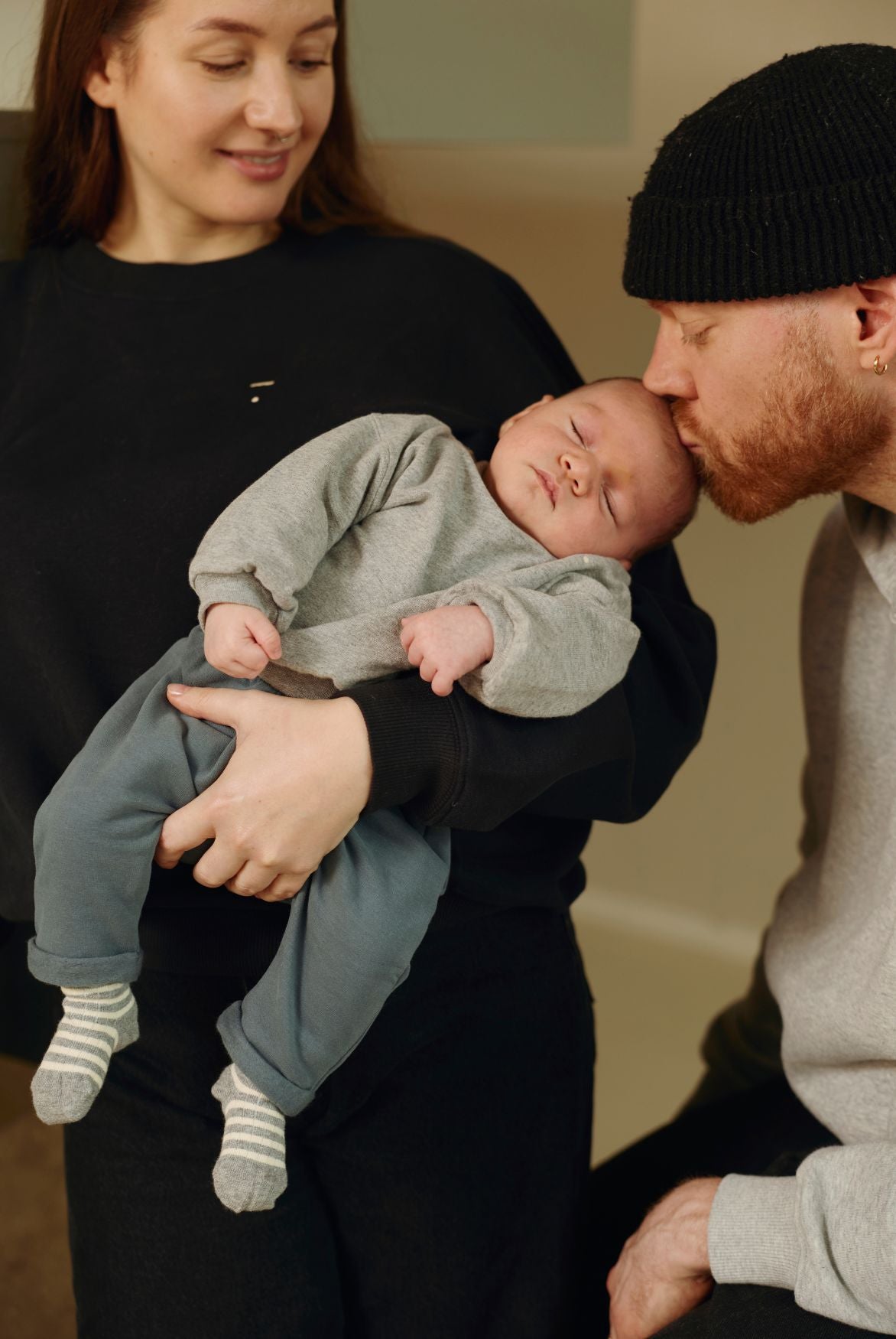 Baby Dropped Shoulder Sweater Gots - Gray Melange