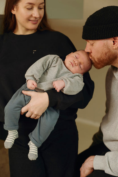 Baby Dropped Shoulder Sweater Gots - Gray Melange