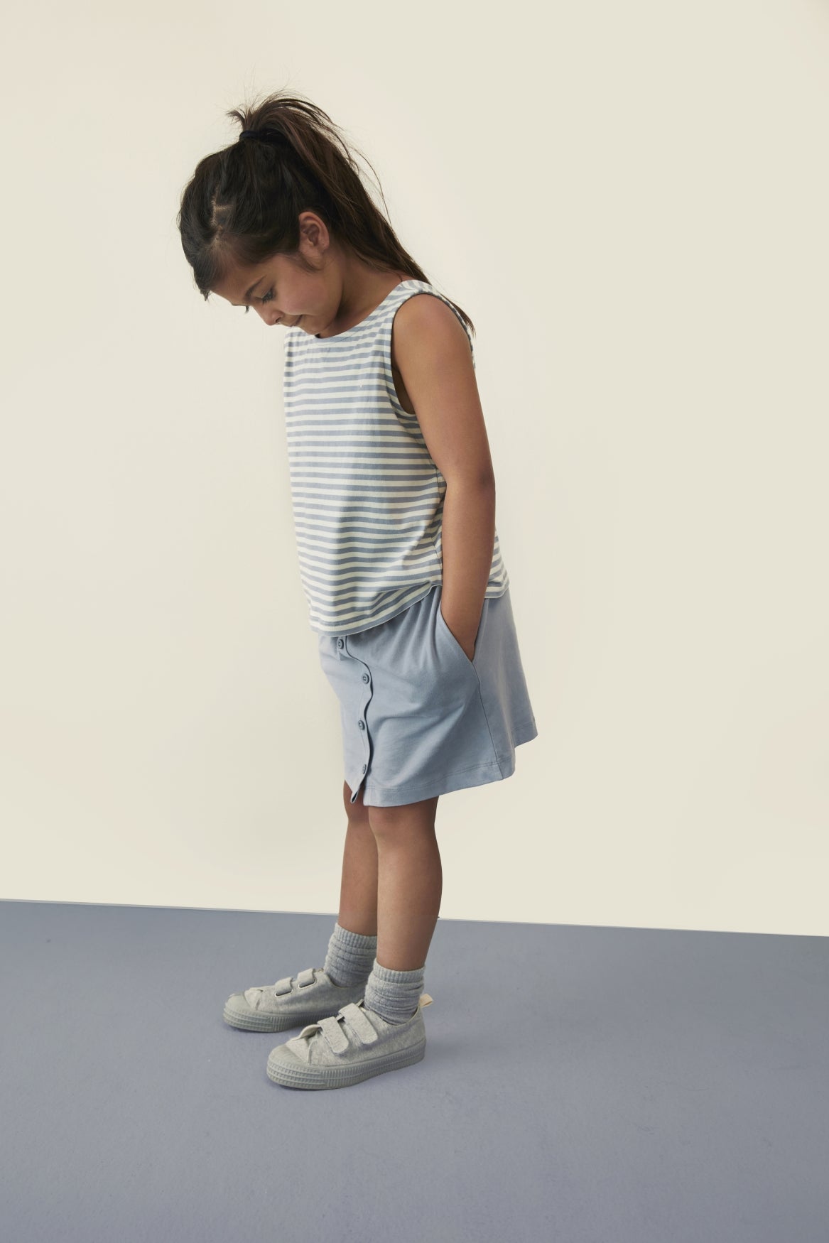 Boxy Tank Top Gots - Stone Gray - Cream