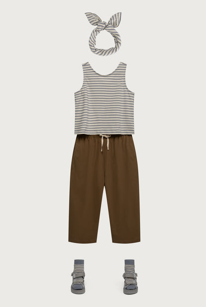 Boxy Tank Top Gots - Stone Gray - Cream