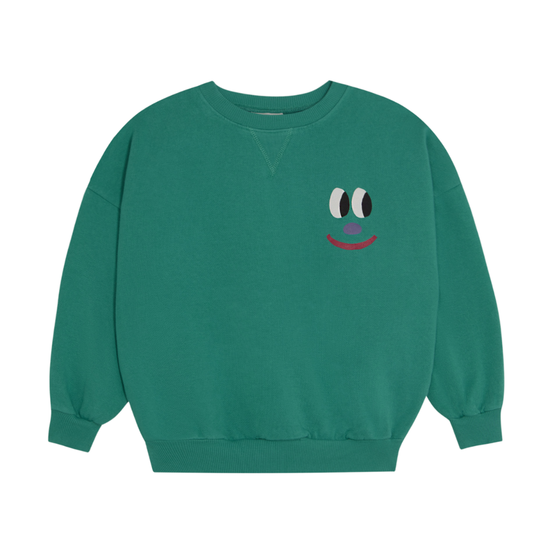Smiling Face Green Sweatshirt - Green