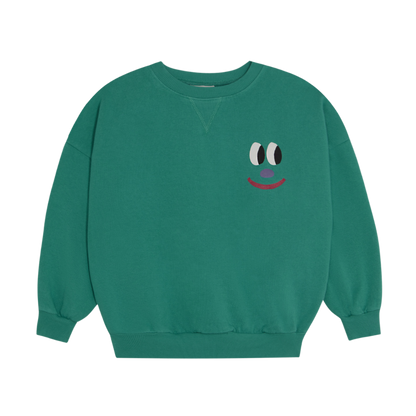 Smiling Face Green Sweatshirt - Green
