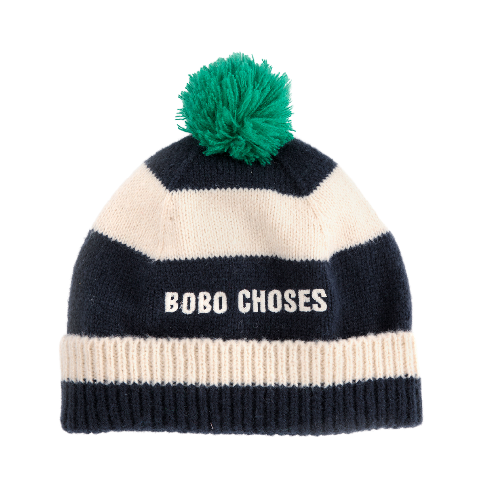 Bobo Choses Gestreepte Muts - Blauw/Ecru