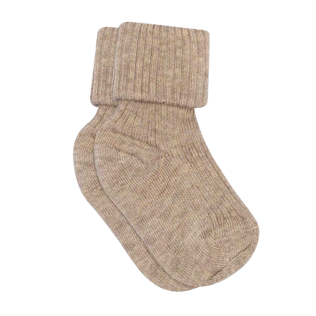 Cotton Rib Socks - Light Brown