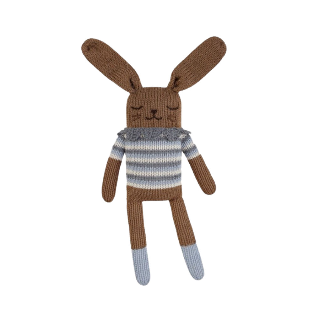 Bunny Knit Toy - Blue Vintage Top