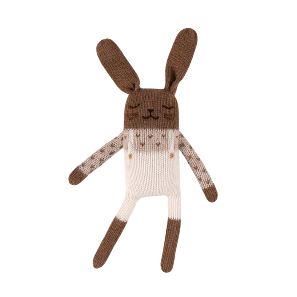 Bunny Knit Toy - Ecru Overalls