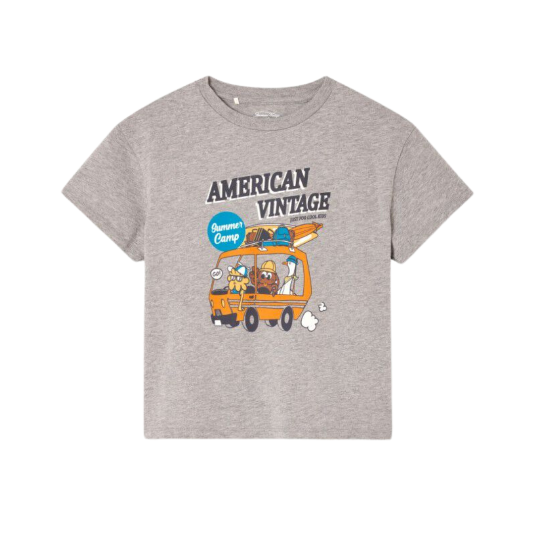 American Vintage T-shirt Fizvalley Print Grey