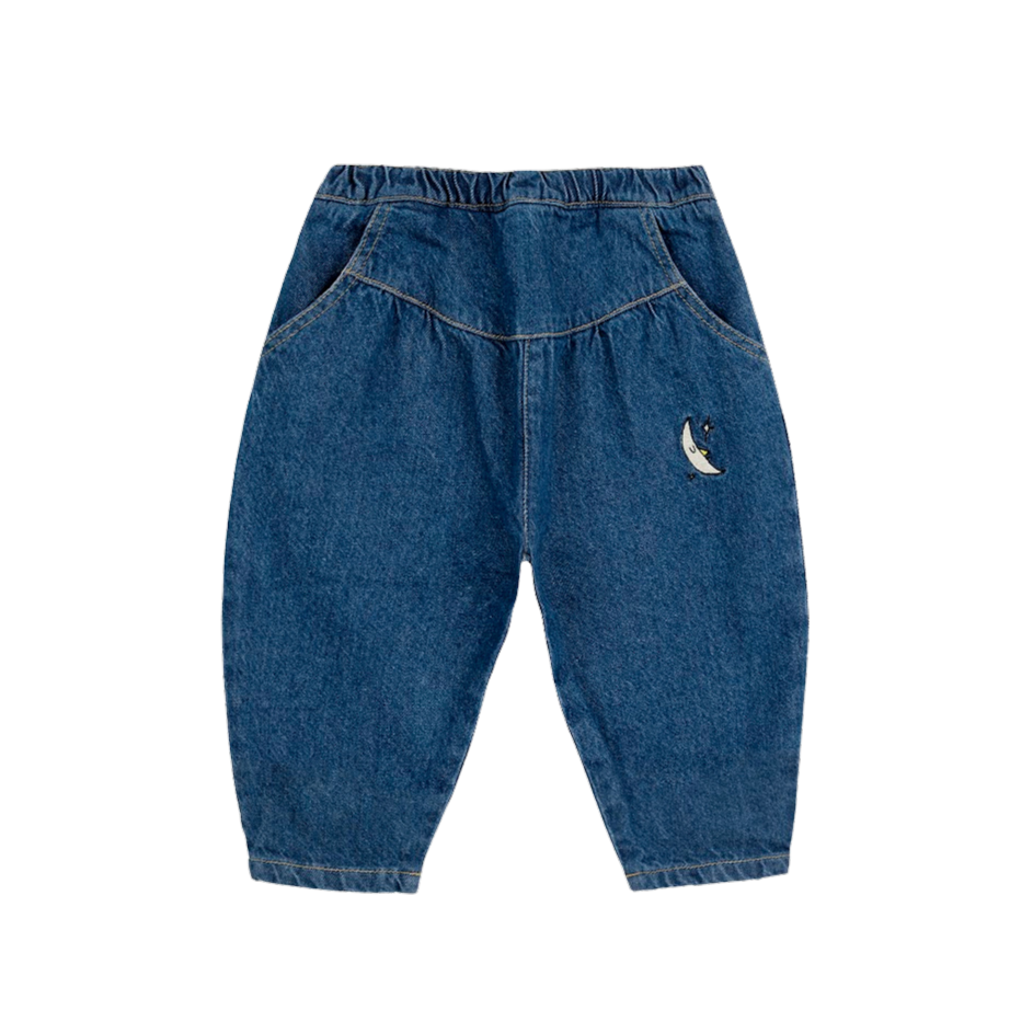 Baby Beneath The Moon Denim Baggy Pants - Navy Blue