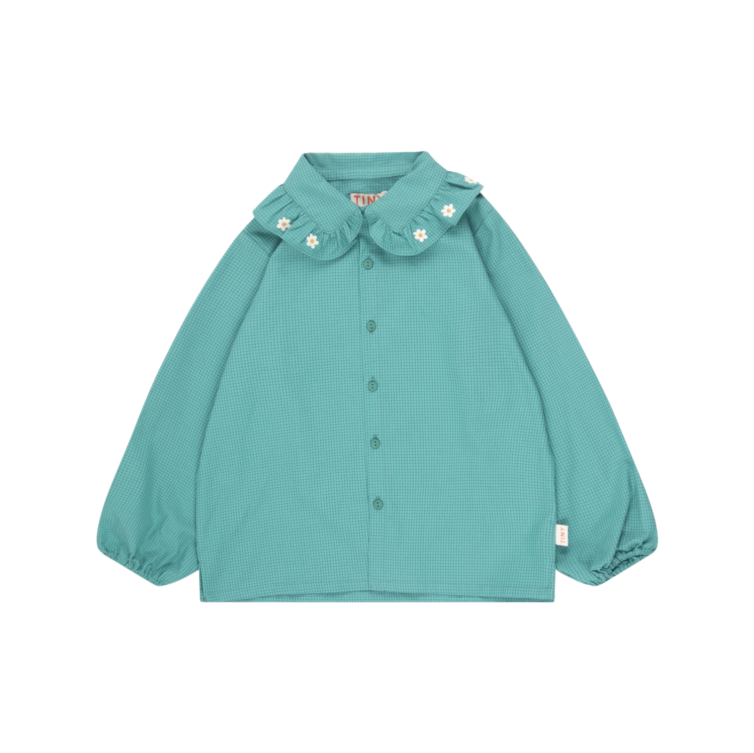 Daisy Frill Collar Shirt - Dark Emerald/Pink