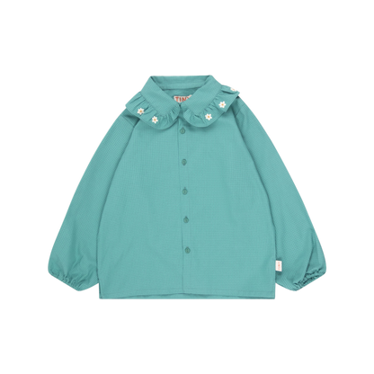 Daisy Frill Collar Shirt - Dark Emerald/Pink