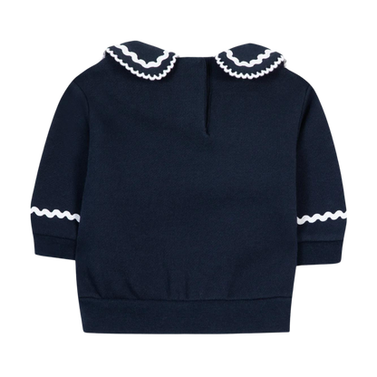 Sweater met Volantkraag - Marine