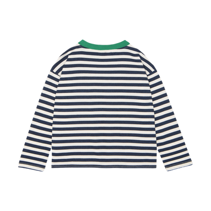 Blue Stripes Long Sleeves Kids Tshirt - Blue