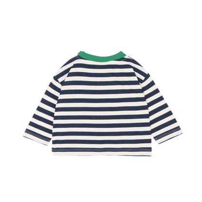 Blue Stripes Long Sleeves Baby Tshirt - Blue