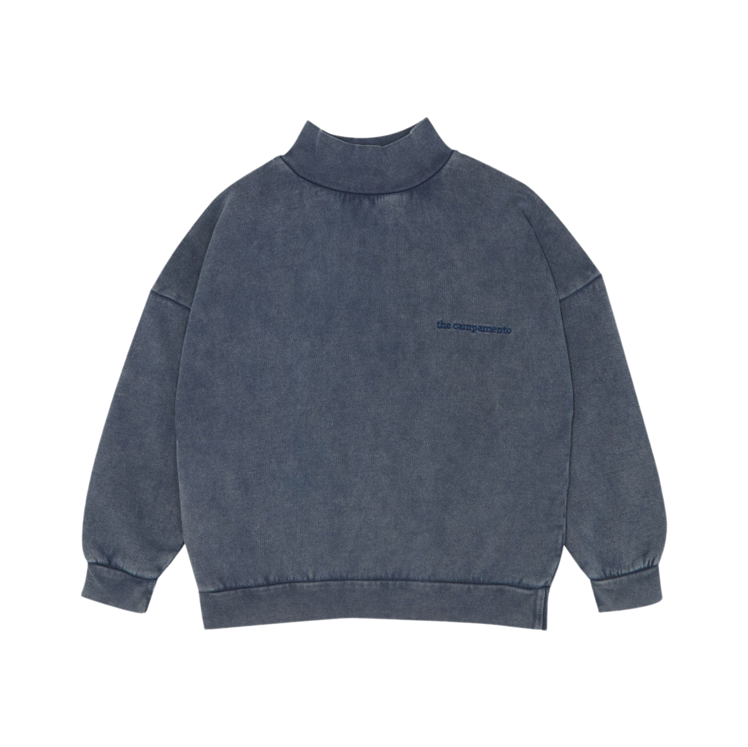 Blue High Neck Oversized Kids Sweatshirt - Blue