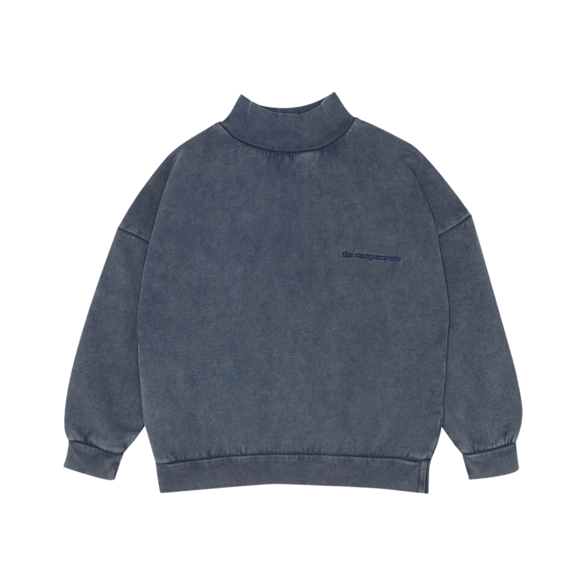 Blue High Neck Oversized Kids Sweatshirt - Blue