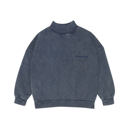 Blue High Neck Oversized Kids Sweatshirt - Blue