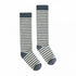 Long Ribbed Socks - Blue Grey - Cream