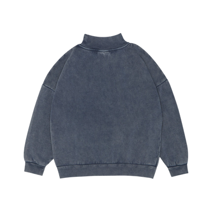 Blue High Neck Oversized Kids Sweatshirt - Blue