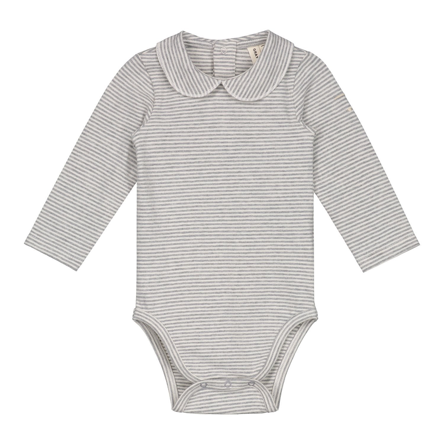 Baby Collar Onesie - Grey Melange - Cream