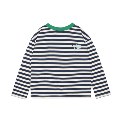 Blue Stripes Long Sleeves Kids Tshirt - Blue