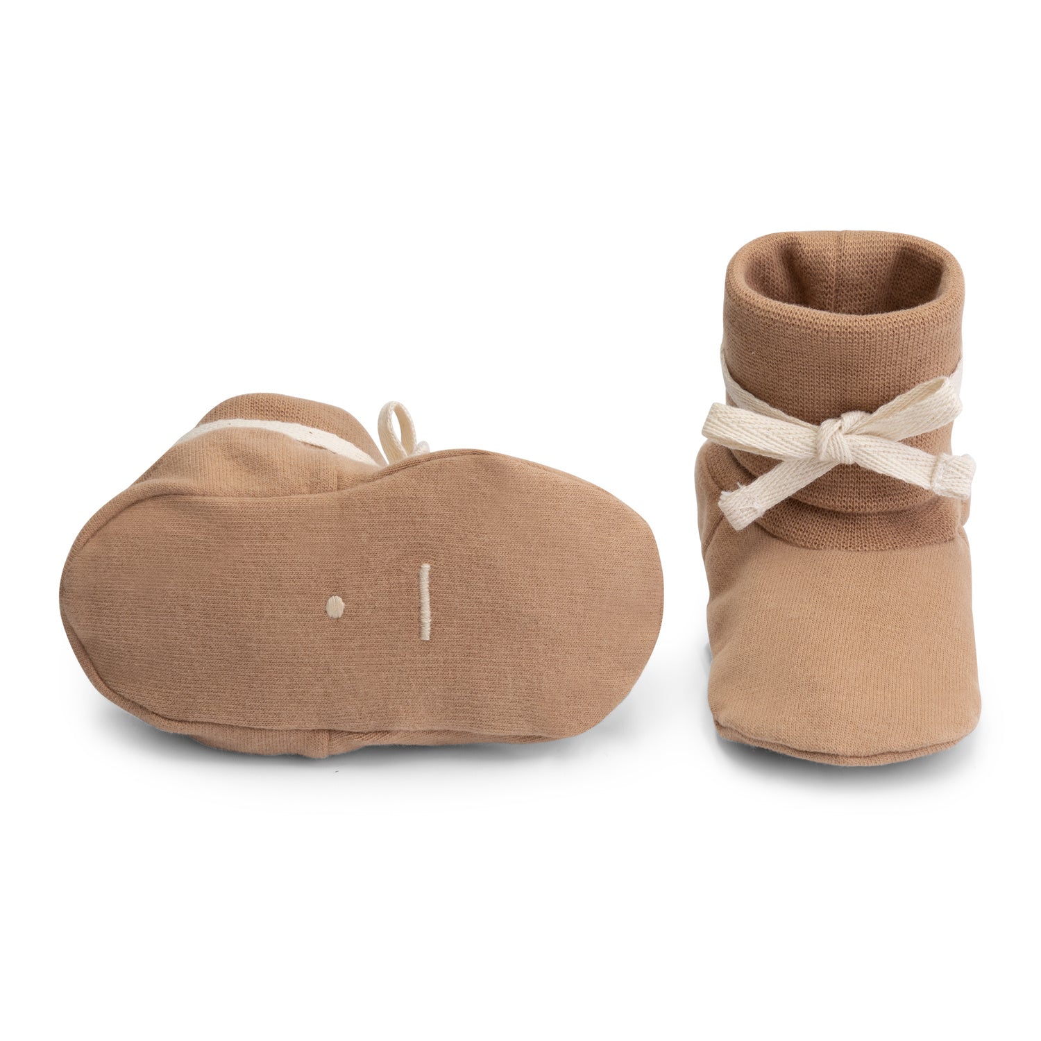 Baby Ribbed Booties - Biscuit