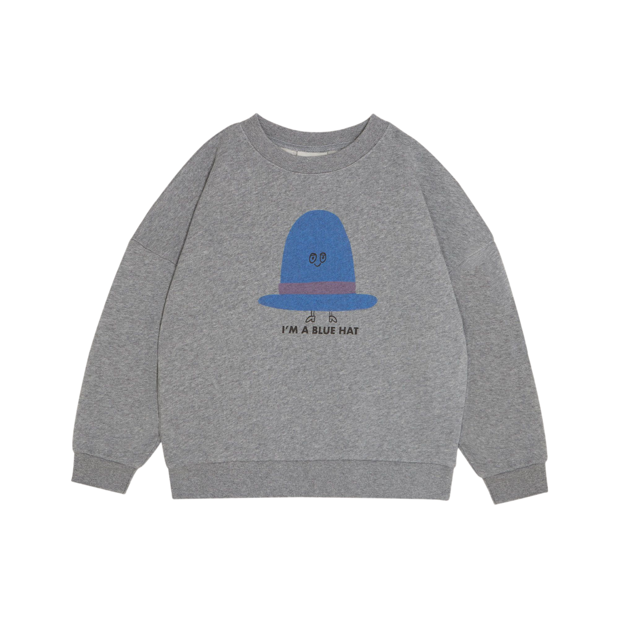 Blue Hat Oversized Kids Sweatshirt - Grey