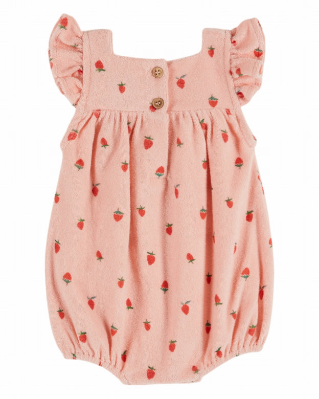 Badstof Plausuit All Over - Roze Aardbeienl