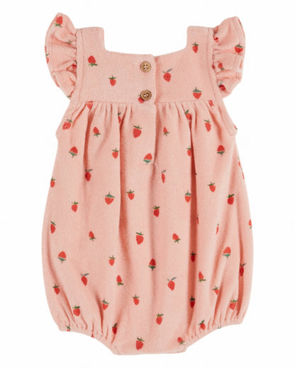 Badstof Plausuit All Over - Roze Aardbeienl